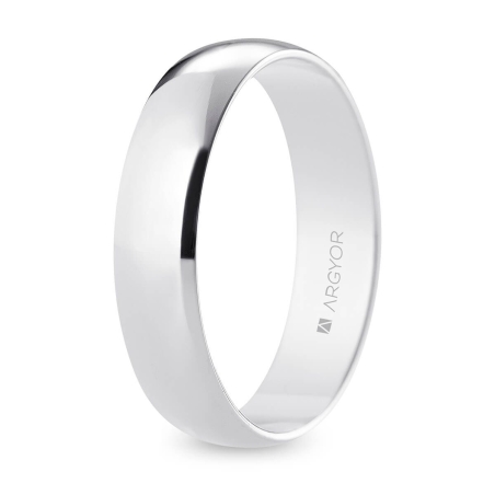 Alianza de boda oro blanco 9k acabado pulido interior plano 5 mm