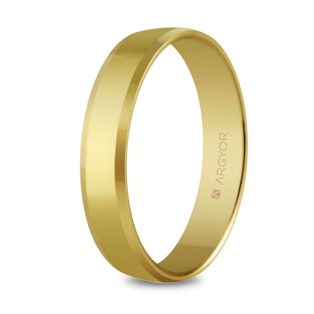 Alianza de boda oro amarillo 9k plana biselada acabado brillo 4 mm