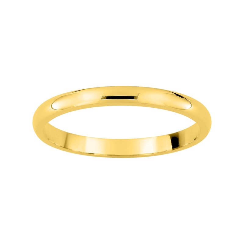 Alianza de boda oro amarillo 9k media caña pulida fina 2 mm