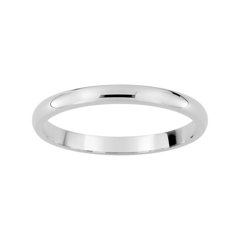 Alianza de boda oro blanco 9k media caña pulida fina 2 mm