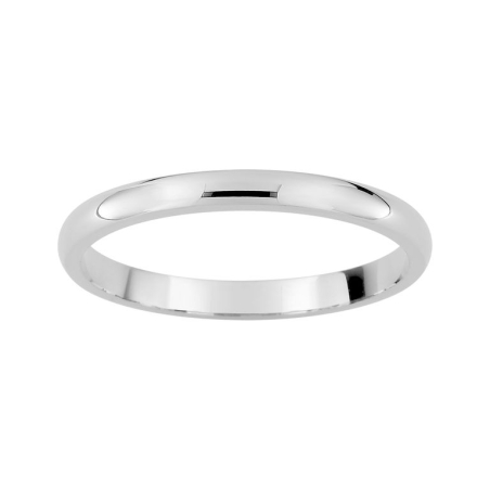 Alianza de boda oro blanco 9k media caña pulida fina 2 mm
