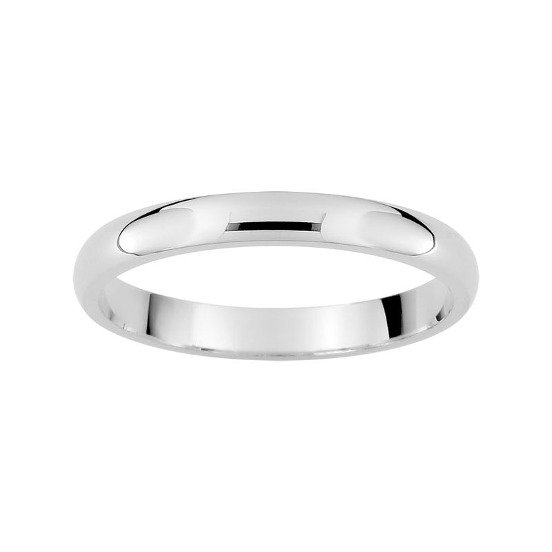 Alianza de boda oro blanco 9k media caña pulida fina 2.5 mm