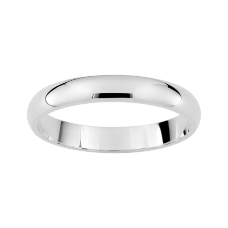 Alianza de boda oro blanco 9k media caña pulida fina 3 mm