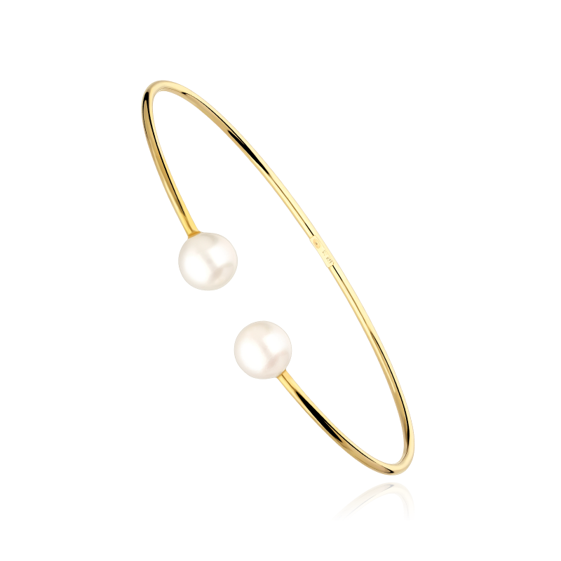 Pulsera rígida Oro 18k y perlas "Alrien"
