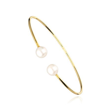 Pulsera rígida Oro 18k y perlas "Alrien"