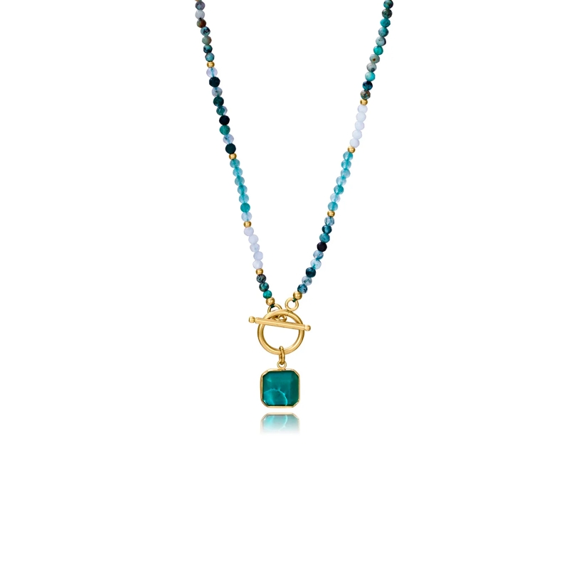 Collar Viceroy Acero Dorado Y Piedras Verdes 14279C01016