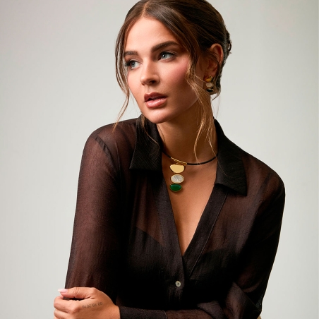 Collar Viceroy Acero Negro Y Dorado Y Piedra Natural 14348C01019