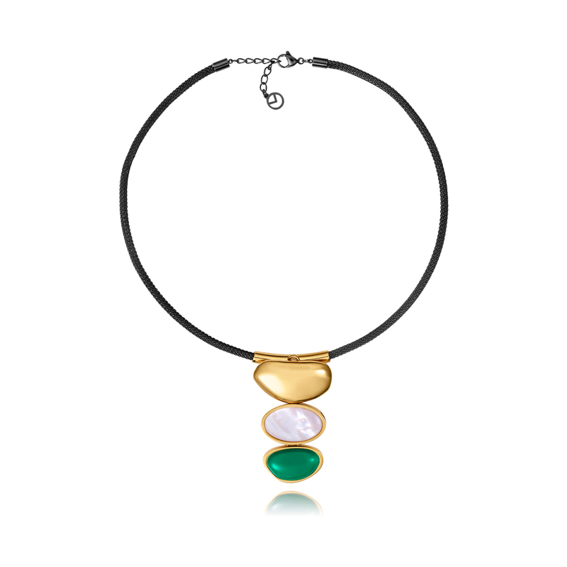 Collar Viceroy Acero Negro Y Dorado Y Piedra Natural 14348C01019