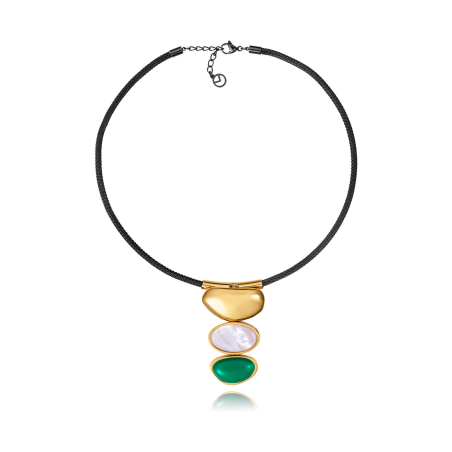 Collar Viceroy Acero Negro Y Dorado Y Piedra Natural 14348C01019
