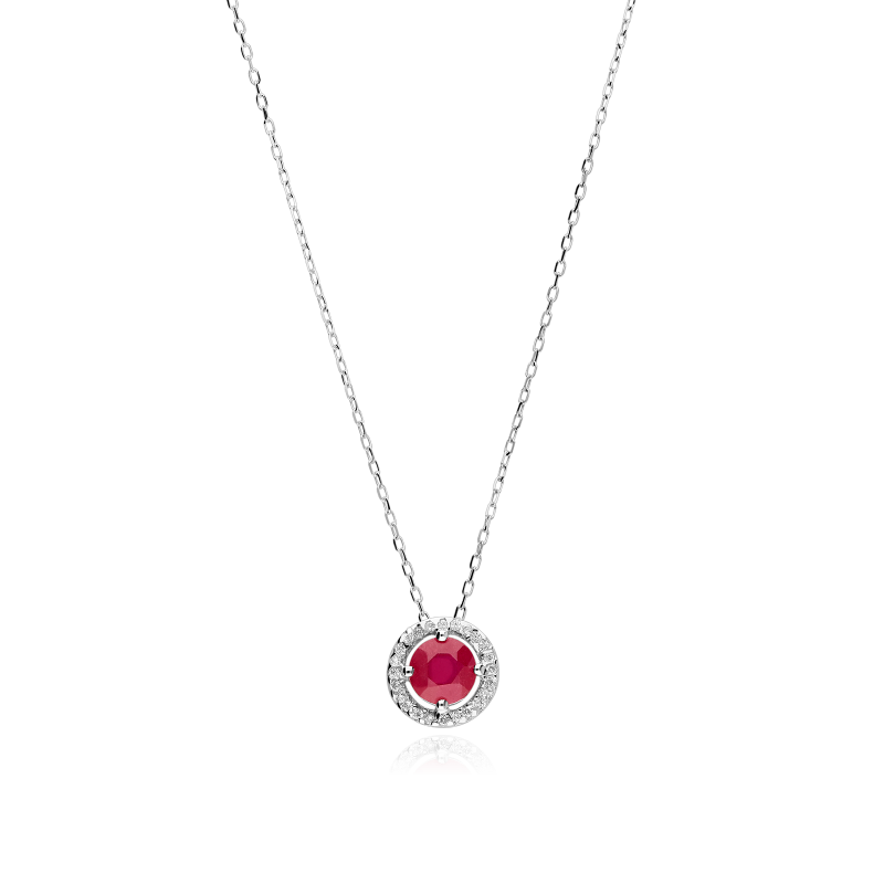 GARGANTILLA "COLOR LIFE" ORO BLANCO 18K RUBI Y CIRCONITAS