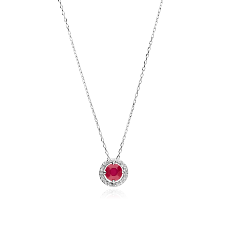GARGANTILLA "COLOR LIFE" ORO BLANCO 18K RUBI Y CIRCONITAS