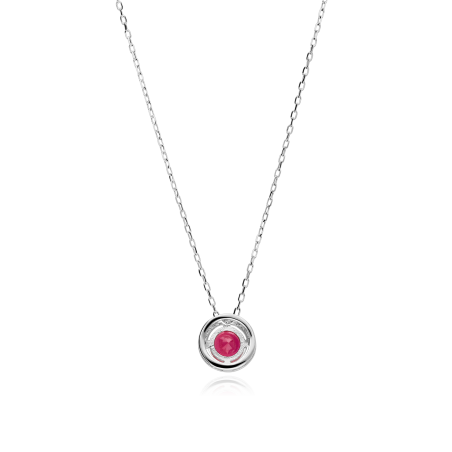 GARGANTILLA "COLOR LIFE" ORO BLANCO 18K RUBI Y CIRCONITAS