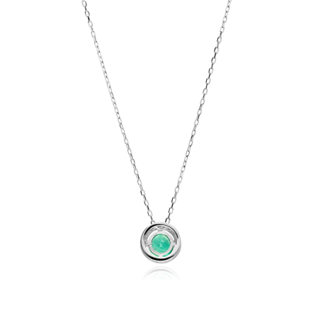 GARGANTILLA "COLOR LIFE" ORO BLANCO 18K ESMERALDA Y CIRCONITAS