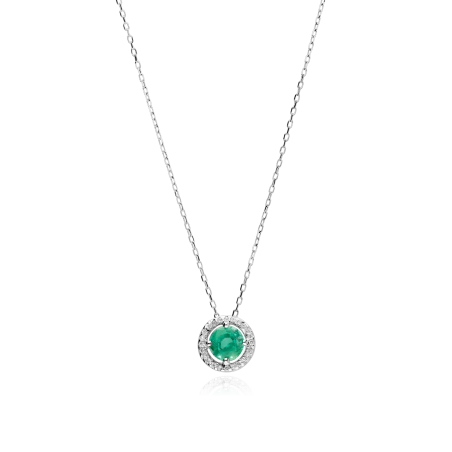 GARGANTILLA "COLOR LIFE" ORO BLANCO 18K ESMERALDA Y CIRCONITAS