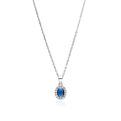 Gargantilla Plata ley y circonitas azul "Eyre"