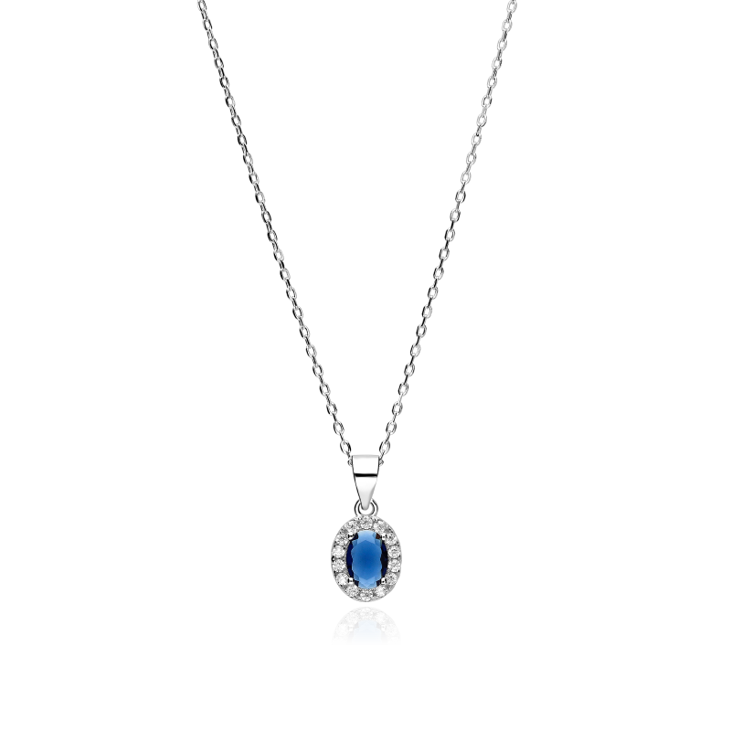 Gargantilla Plata ley y circonitas azul "Eyre"