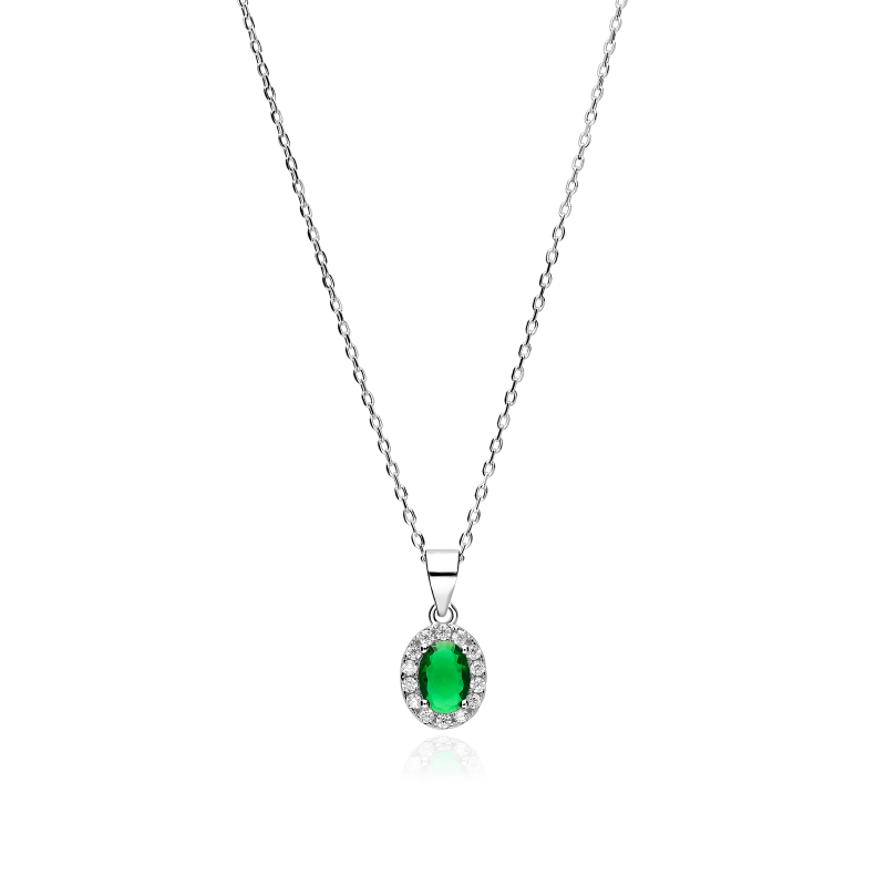 Gargantilla Plata ley y circonitas verde "Eyre"