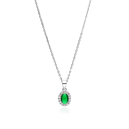 Gargantilla Plata ley y circonitas verde "Eyre"