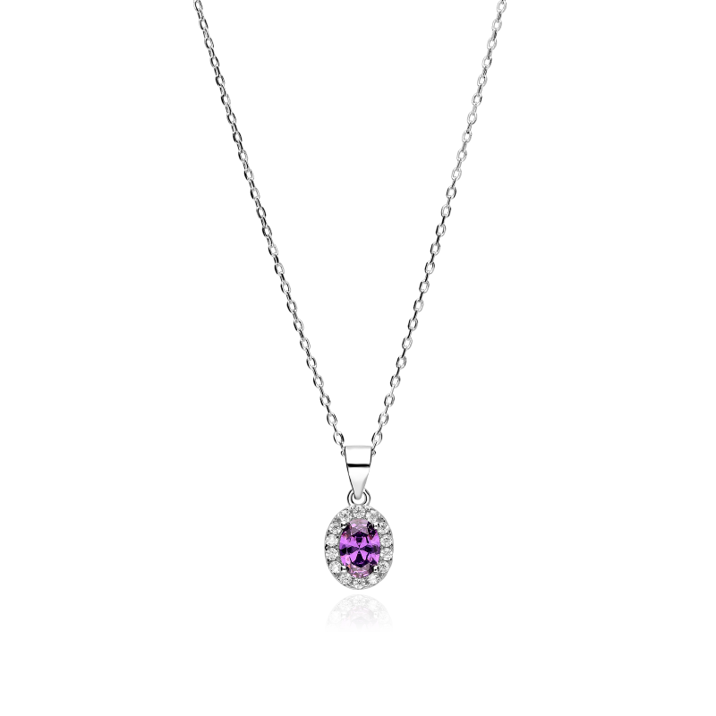 Gargantilla Plata ley y circonitas morada "Eyre"