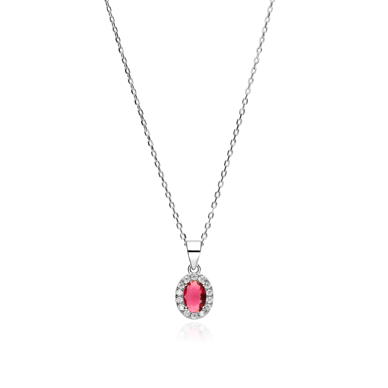 Gargantilla Plata ley y circonitas roja "Eyre"