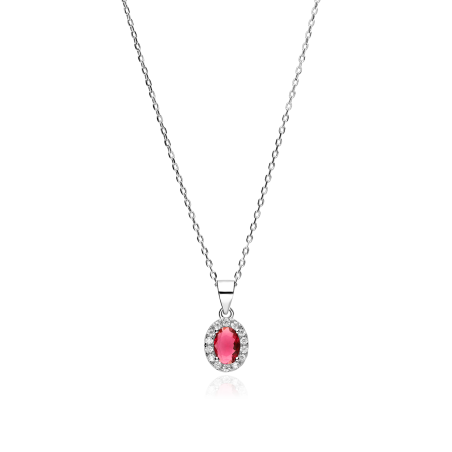 Gargantilla Plata ley y circonitas roja "Eyre"