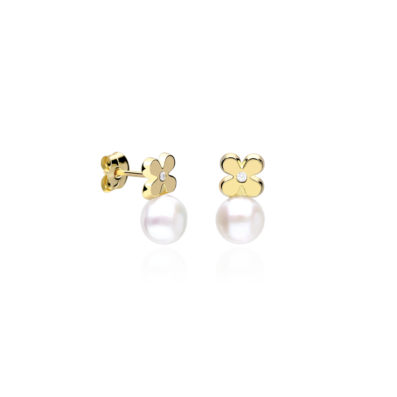 Pendientes Oro 18k Perlas Cultivadas y Circonitas "Sülze"