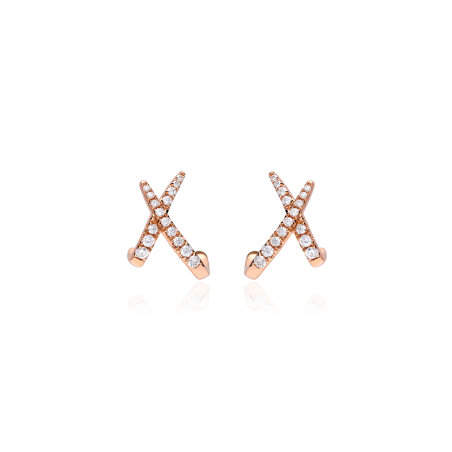 Pendientes Oro rosa 18k y diamantes "Crois"