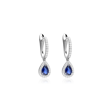 Pendientes Oro Blanco Diamantes y Zafiros "Altenberg"