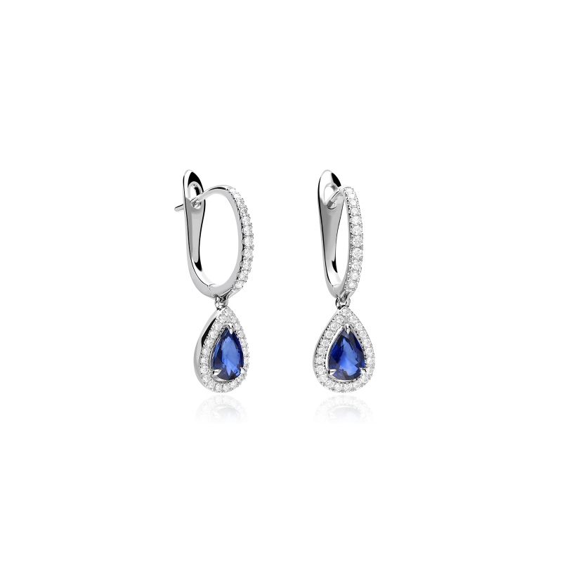 Pendientes Oro 18k zafiros y diamantes 0.41cts "Altenberg"