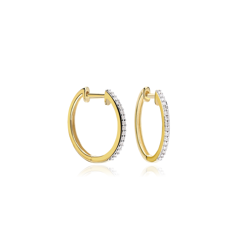 Pendientes Oro 18k  diamantes 0.13cts "Liguria 18mm"