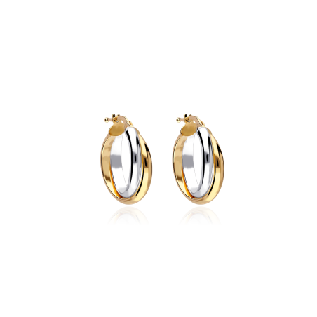 Pendientes oro 18k bicolor 20mm "Bicora"