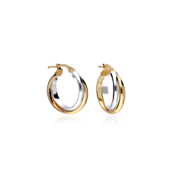 Pendientes Oro Bicolor Aros 15mm  Bicora 