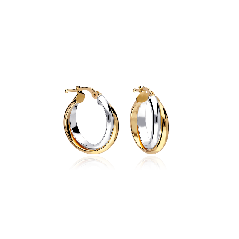 Pendientes Oro Bicolor Aros 15mm "Bicora" Pendientes Oro Bicolor Aros 15mm "Bicora"