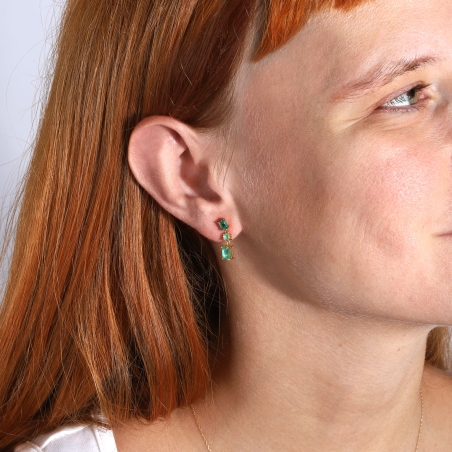 Pendientes Oro 18k y esmeraldas "Hulga"