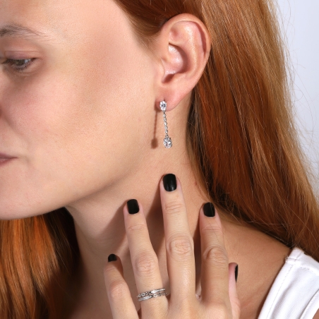 Pendientes Oro Blanco 18k y circonitas "Novira"