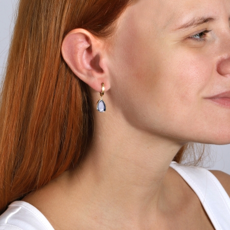 Pendientes Oro 18k y gema azul "Desigual"