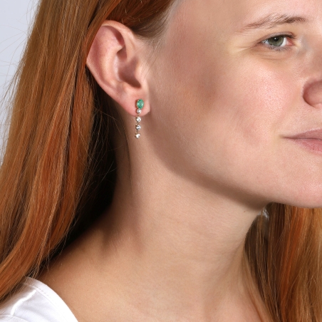 Pendientes Oro 18k, circonitas y esmeraldas "Dorae"