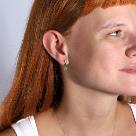 Pendientes Oro 18k y esmeraldas "Hulge"