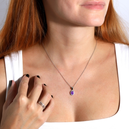 Gargantilla Plata ley y circonitas morada "Eyre"