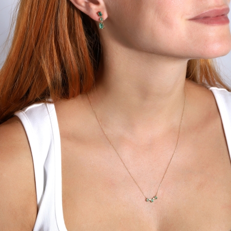 Gargantilla Oro 18k circonitas y esmeraldas "Requiem"