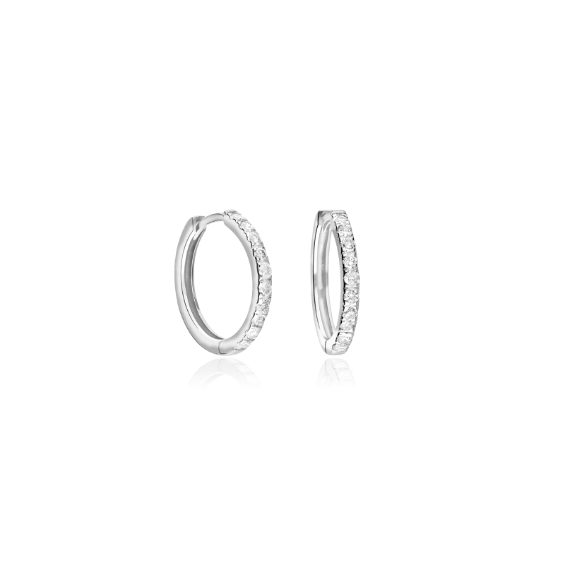 Pendientes Aro Oro blanco 18k y Diamantes 0.20cts "Bargagli"