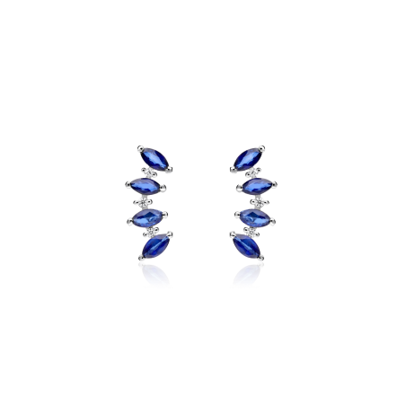 Pendientes Oro blanco 18k y Zafiros "D'Elsa"