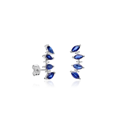 Pendientes Oro blanco 18k y Zafiros "D'Elsa"