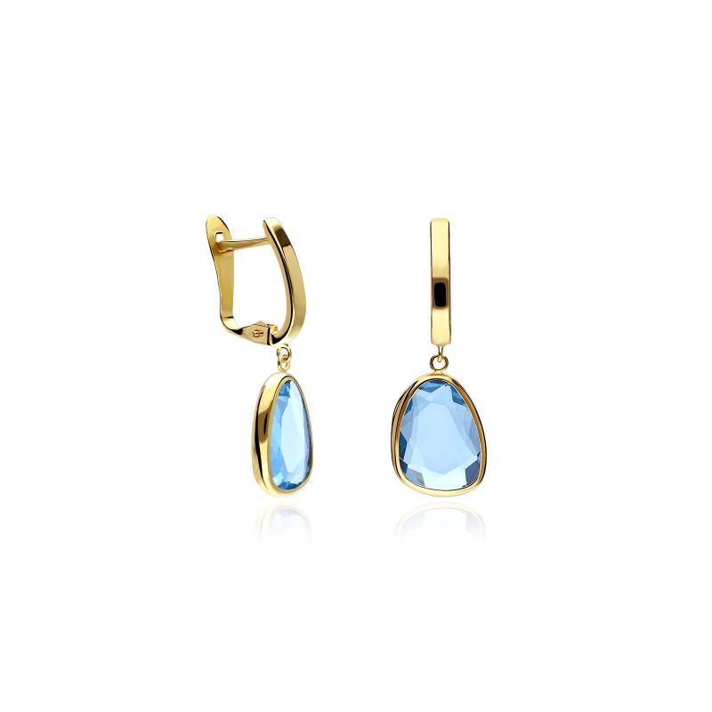 Pendientes Oro 18k y gema azul "Desigual"