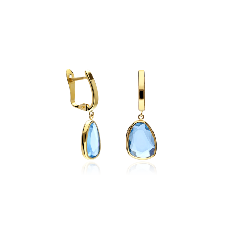 Pendientes Oro 18k y gema azul "Desigual"