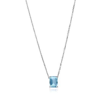 Gargantilla Oro 18k y aguamarina rectangular "Ondina"
