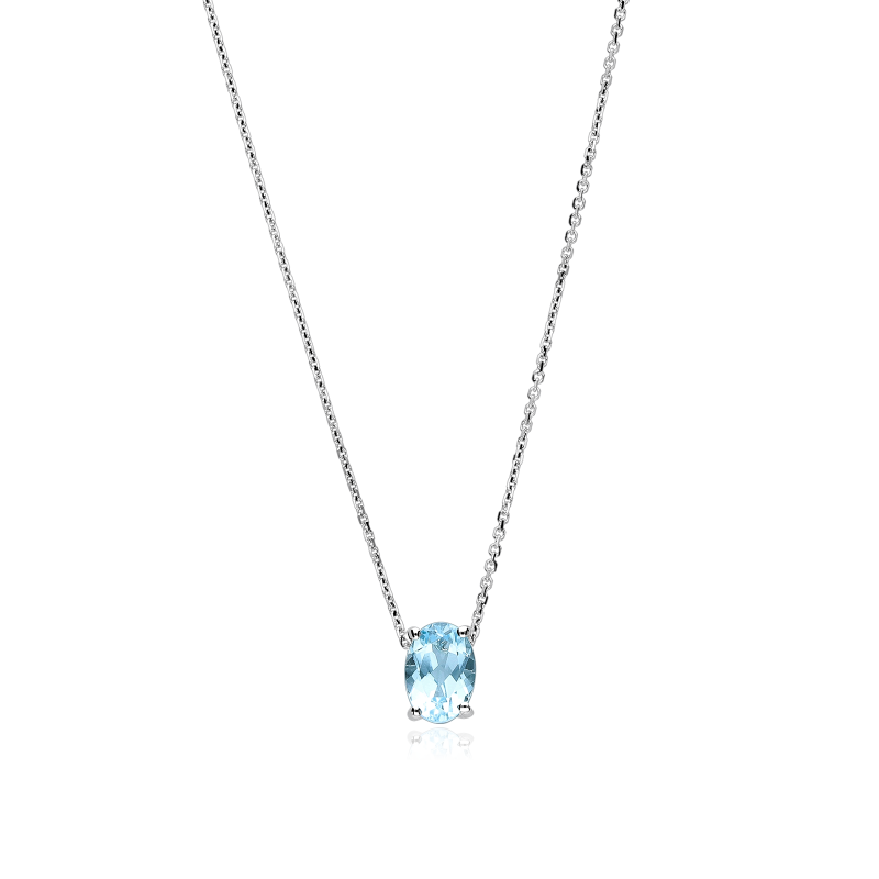 Gargantilla Oro 18k y aguamarina oval "Ondina"