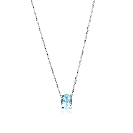 Gargantilla Oro 18k y aguamarina oval "Ondina"