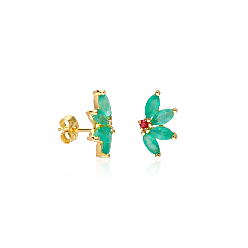 Pendientes Oro 18k y Esmeraldas "Banari"