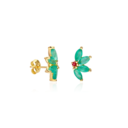 Pendientes Oro 18k y Esmeraldas "Banari"